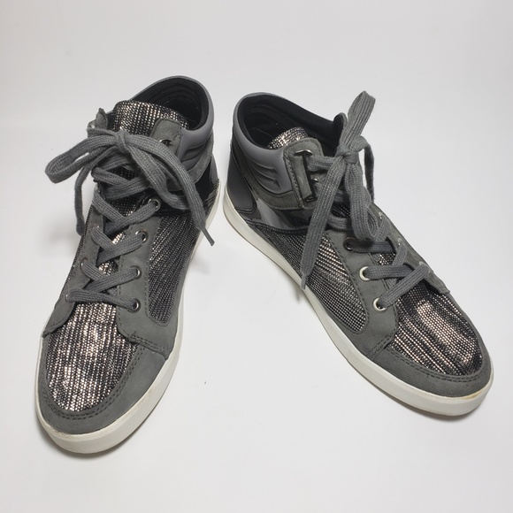 Calvin Klein Other - Calvin Klein Gray & Silver High Top Sneakers Sz 7